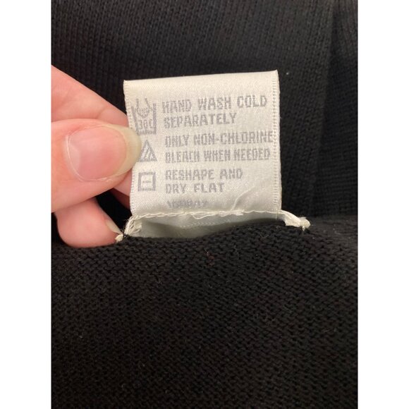 Vintage Pierre Cardin Black V-Neck Sweater Medium Acrylic Cotton Long Sleeve - Picture 8 of 8